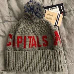 Fanatics Gray Washington Capitals Heritage Tilly Cuffed Knit Hat with Pom, NWT